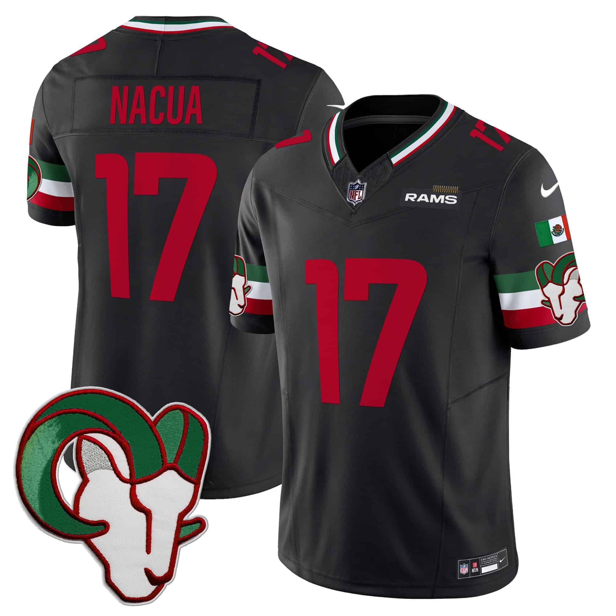 Men Los Angeles Rams 17 Nacua Black 2024 Nike Mexico Vapor Limited NFL Jersey